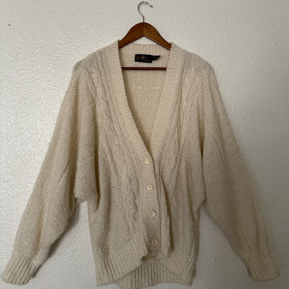 Le Roy Cream Knit Women's Cardigan Sweater size M